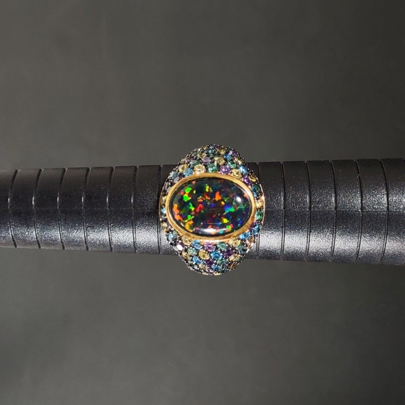 Technibond™ Cubic Zirconia  w/Lab Created Opal Triplet Ring - Picture 9 of 12